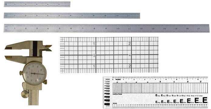 Measuring devices and gauges for engraving setup.