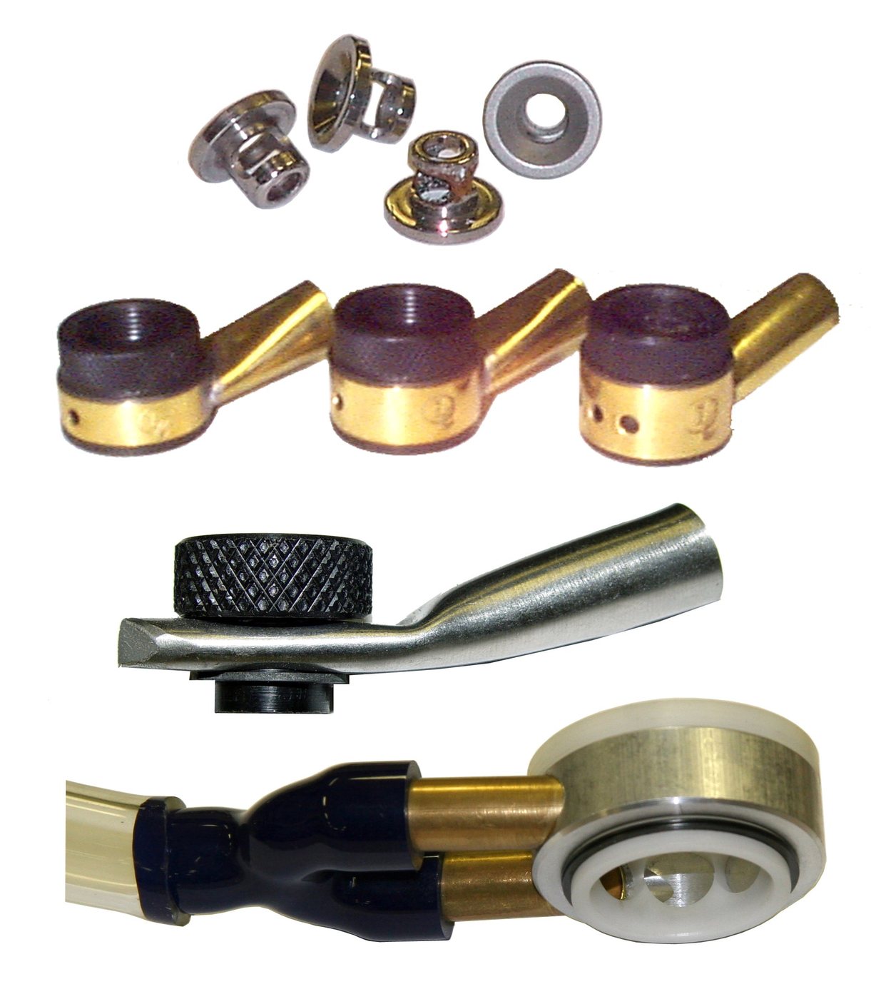 Nose assemblies and nose cone parts for rotary engravers.