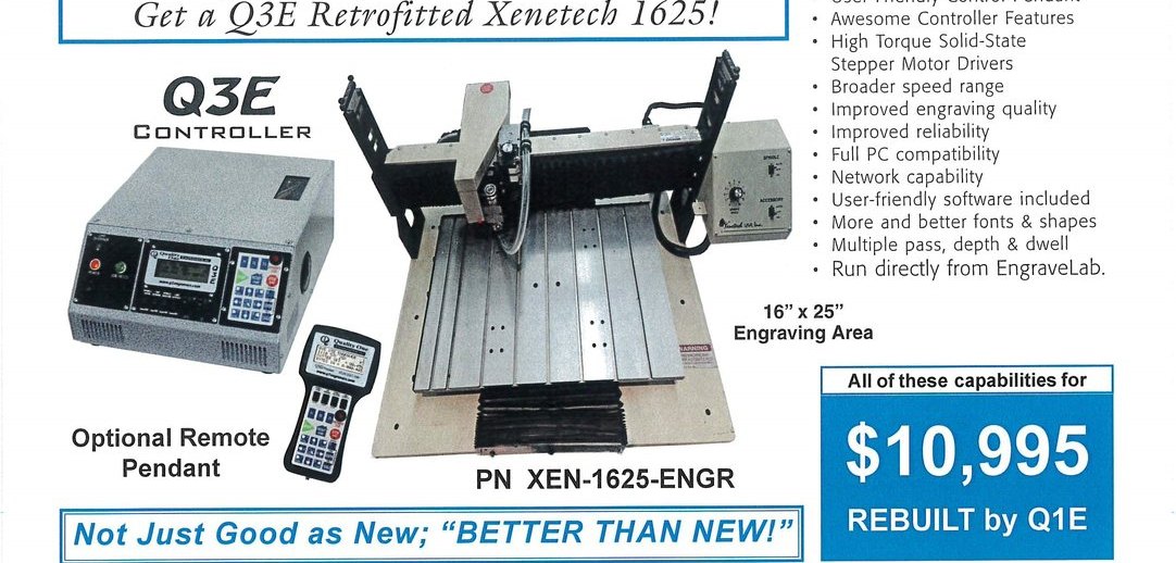 Xenetech 1625 rotary engraver available for sale.